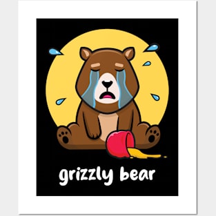Grizzly Bear (on dark colors) Posters and Art